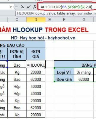 Cách sử dụng hàm HLOOKUP trong Excel
