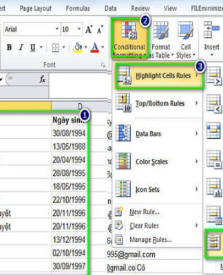 Cách lọc dữ liệu trùng nhau trong Excel bằng Conditional Formating