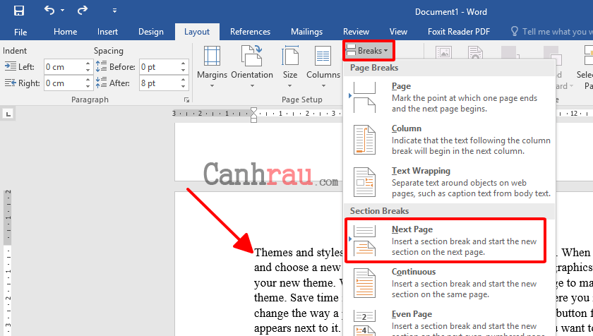 Cách xoay ngang một trang giấy trong Word hình 1