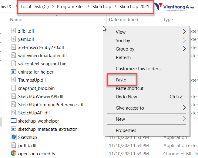 và Paste toàn bộ các File vừa copy vào đây.