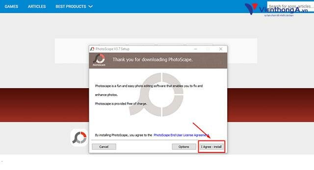 Click vào I Agree – install.